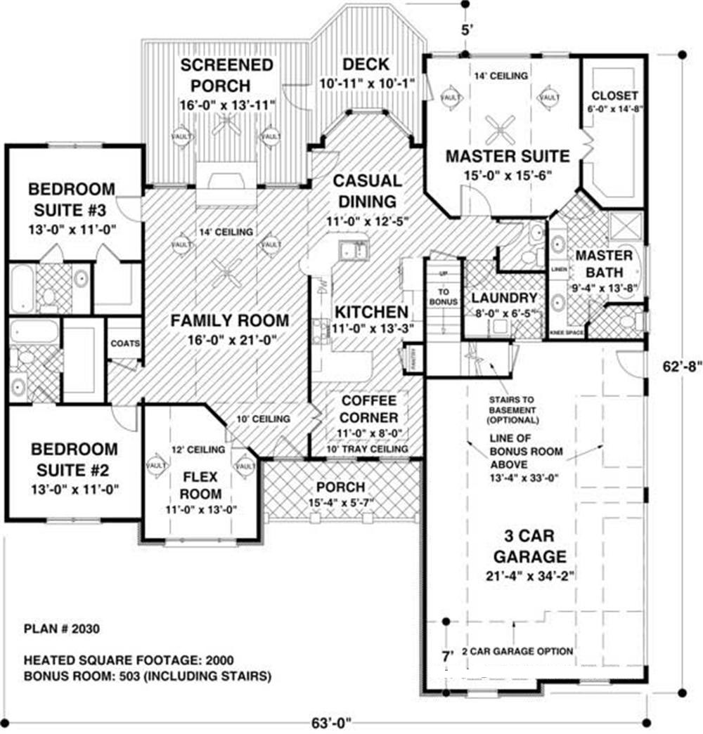 Floor Plan First Story of Craftsman Plan #109-1051